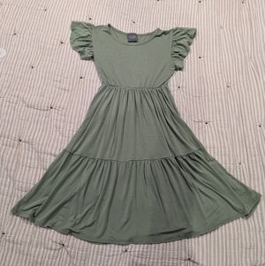 Olivia Rae Ruffle Sleeve Dress in Sage
